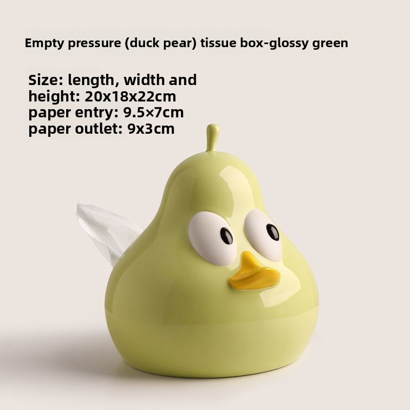 Cute Take Time Duck Pear Ceramic Tissue box