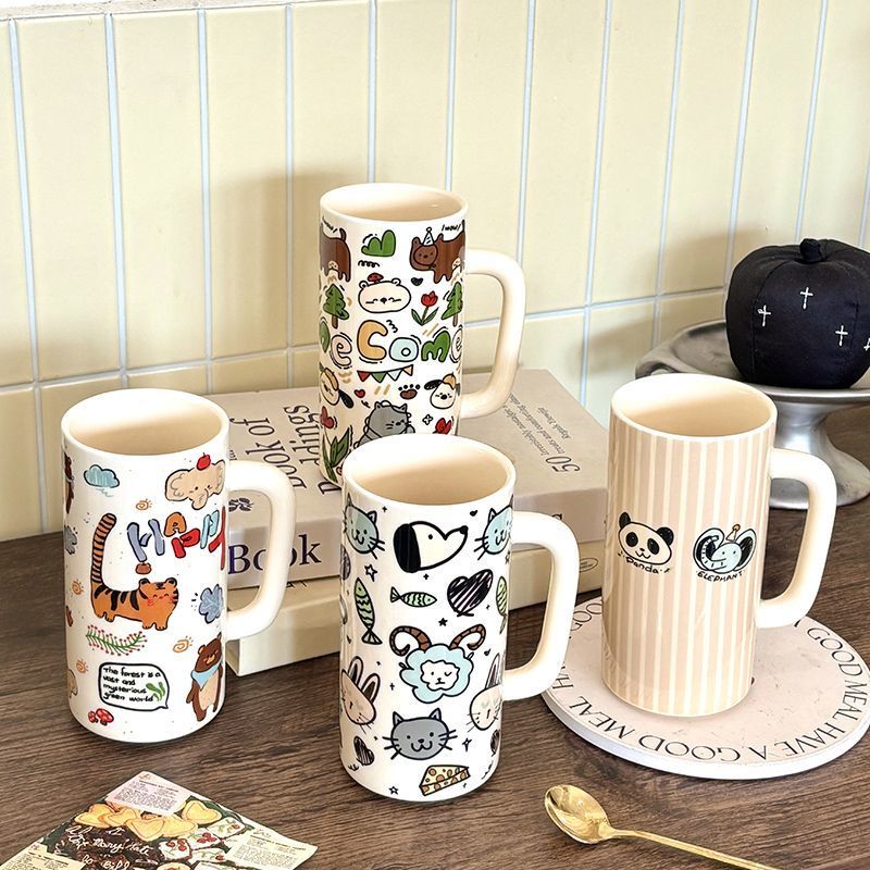 Large-capacity ceramic cups for animal parties
