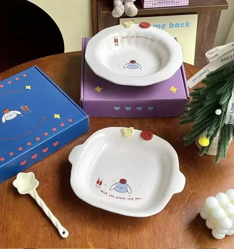 Cartoon Rabbit Button Ceramic Tableware