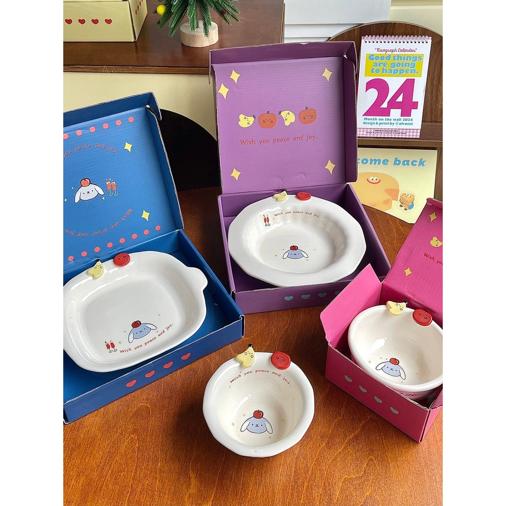 Cartoon Rabbit Button Ceramic Tableware