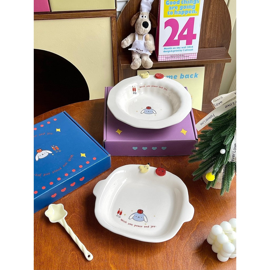 Cartoon Rabbit Button Ceramic Tableware