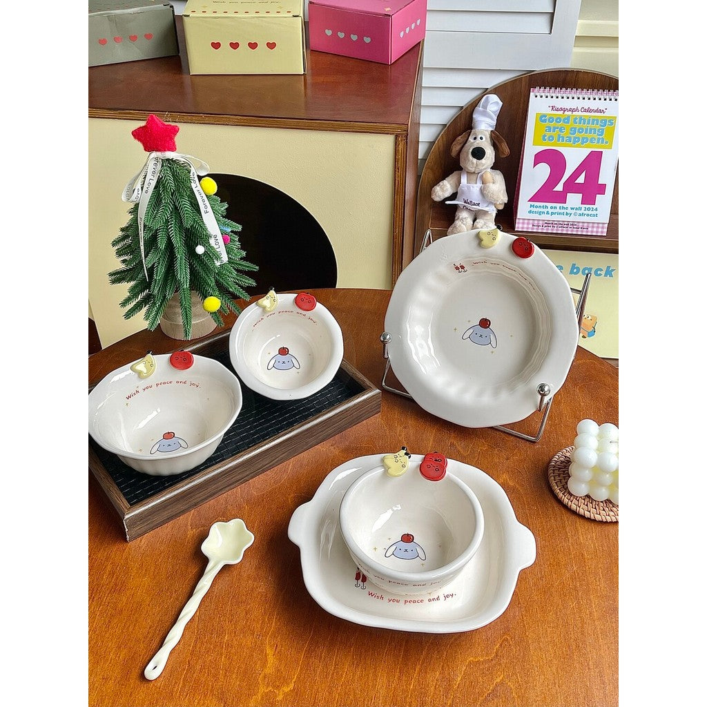 Cartoon Rabbit Button Ceramic Tableware