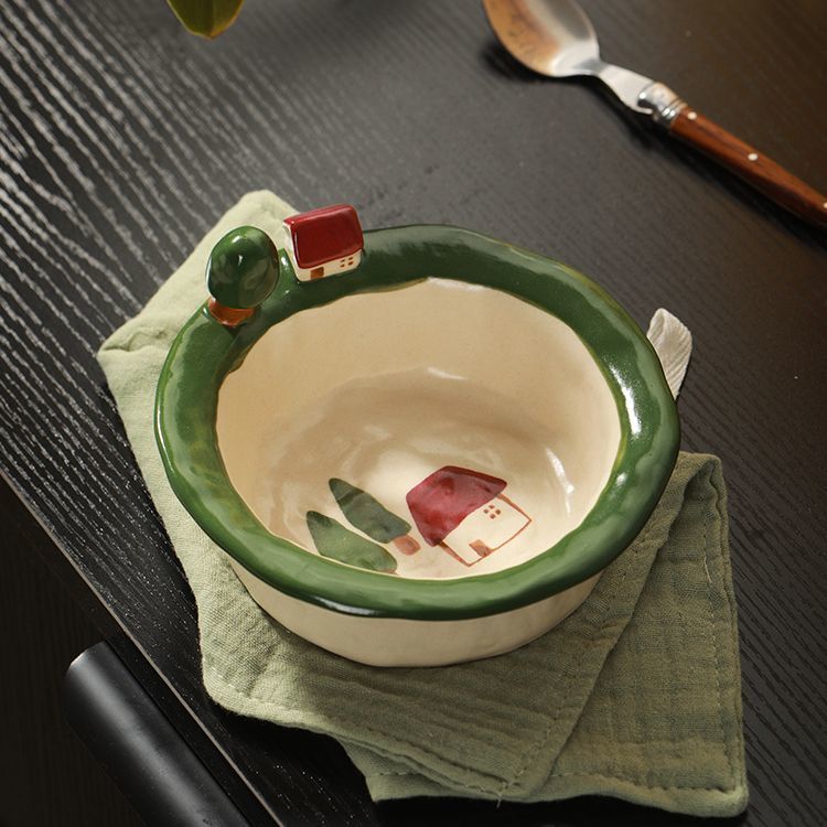 Original Tree and House Handmade Ceramic yogurt bowl