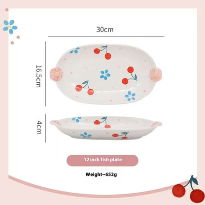 Sakura and cherry ceramic tableware