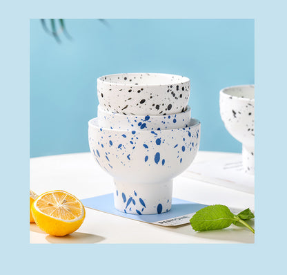 Nordic ceramic ink dot high-footed bowl