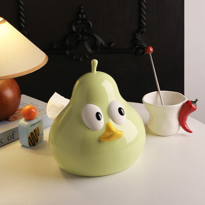 Cute Take Time Duck Pear Ceramic Tissue box