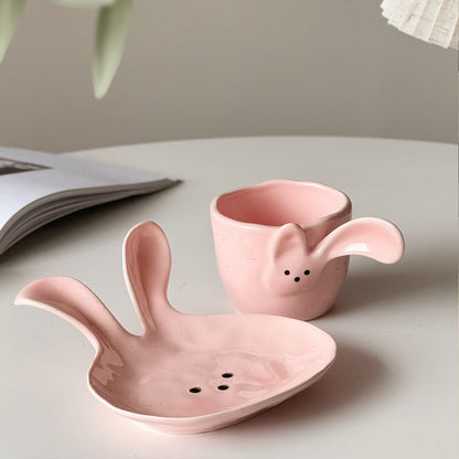 Handmade 3D rabbit mugs and plates