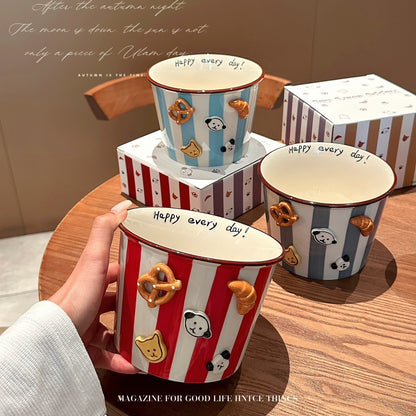 Striped button puppy French fries bowl