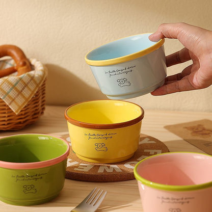 Korean-style colorful puppy ceramic rice bowl