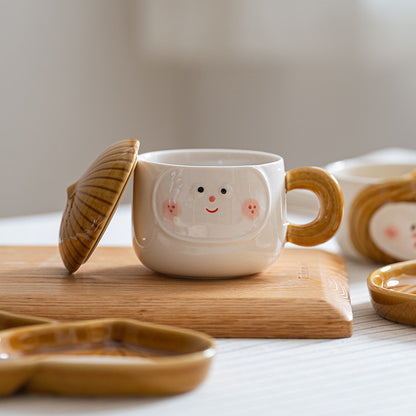 Smiling chestnut ceramic tableware