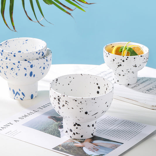 Nordic ceramic ink dot high-footed bowl