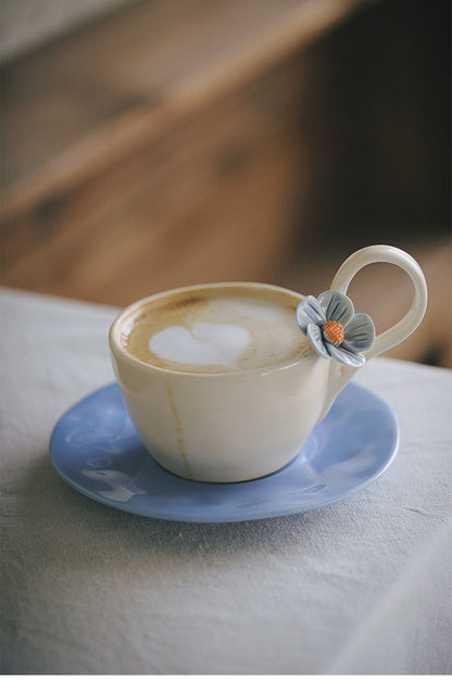 Fresh flower ceramic mugs and saucers