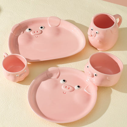 Pink pig ceramic tableware