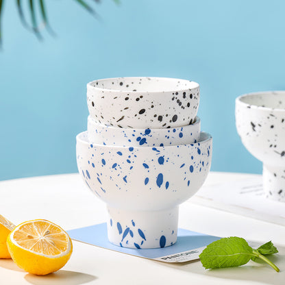 Nordic ceramic ink dot high-footed bowl