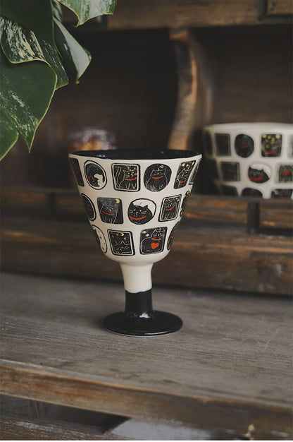 Handcrafted black cat ceramic mug