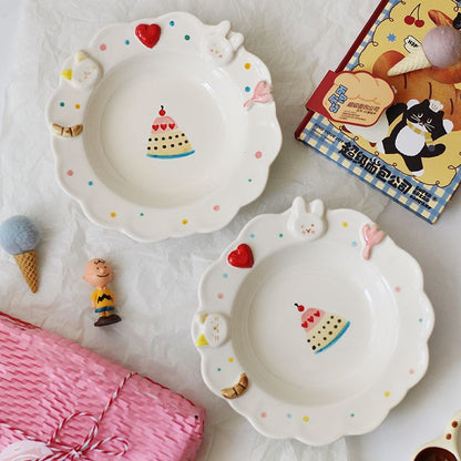 Cute Rabbit Cartoon Salad Plate