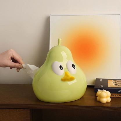 Cute Take Time Duck Pear Ceramic Tissue box
