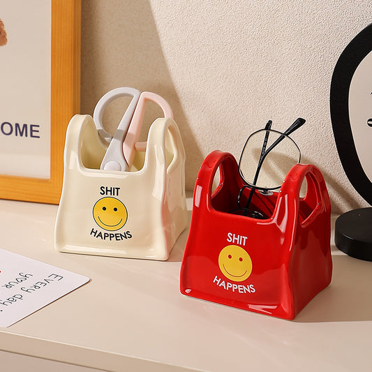 Funny Smiling Face Desktop Makeup Brush Storage Box