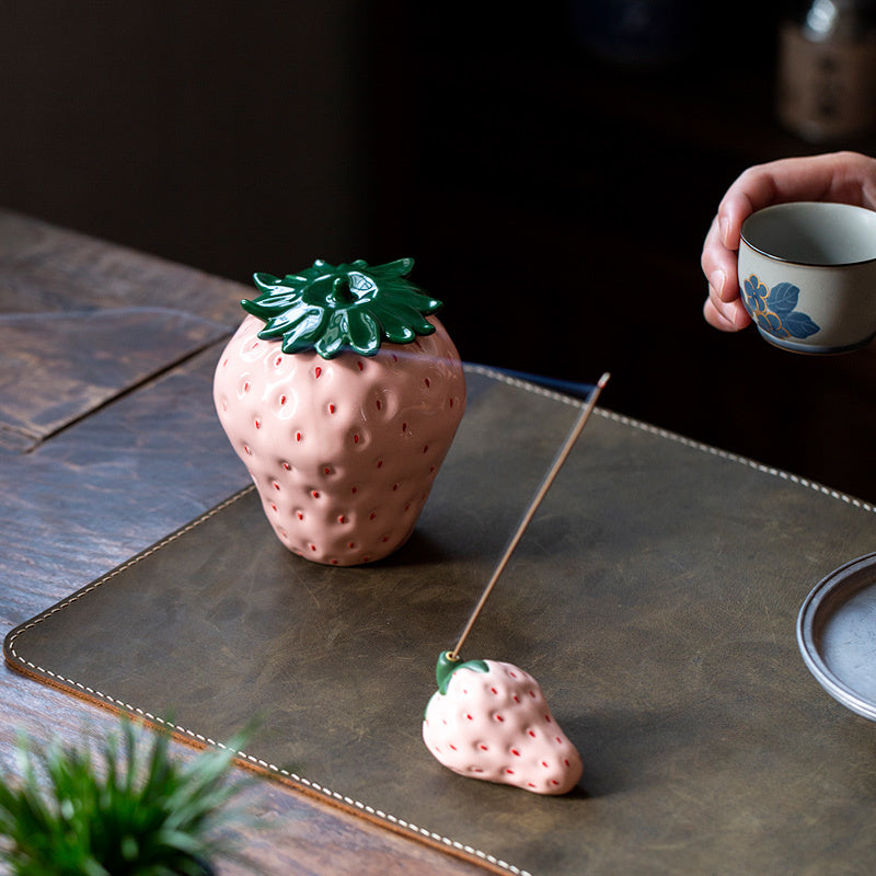 Strawberry ceramic jar