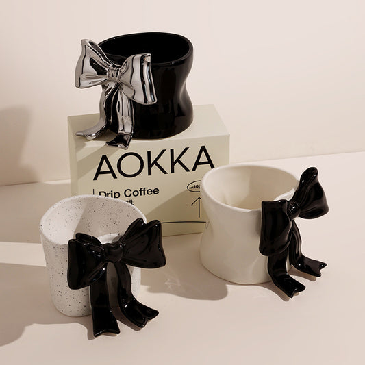 Creative bow ceramic mugs,3D bow mugs, coffee cups
