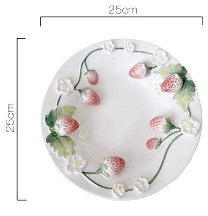 3D strawberry ceramic plate