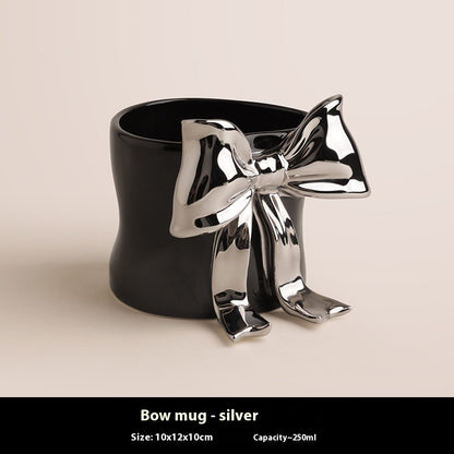 Creative bow ceramic mugs,3D bow mugs, coffee cups