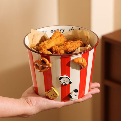 Striped button puppy French fries bowl