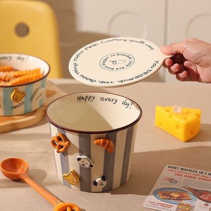 Striped button puppy French fries bowl