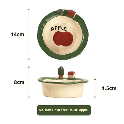 Original Tree and House Handmade Ceramic yogurt bowl