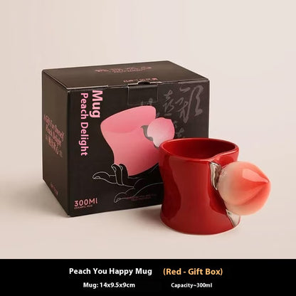 Luxury Peach Handle Mug Gift Box Mug Coffee Cup