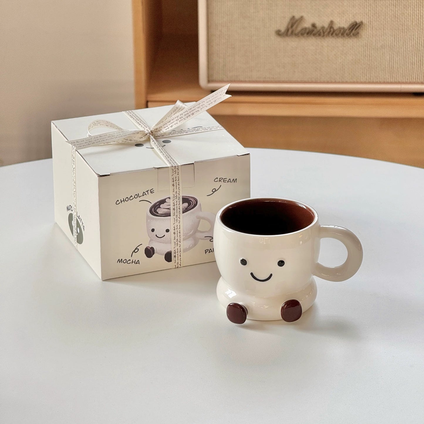 Korean Style Pink alkaline water bread divider plate foot mug