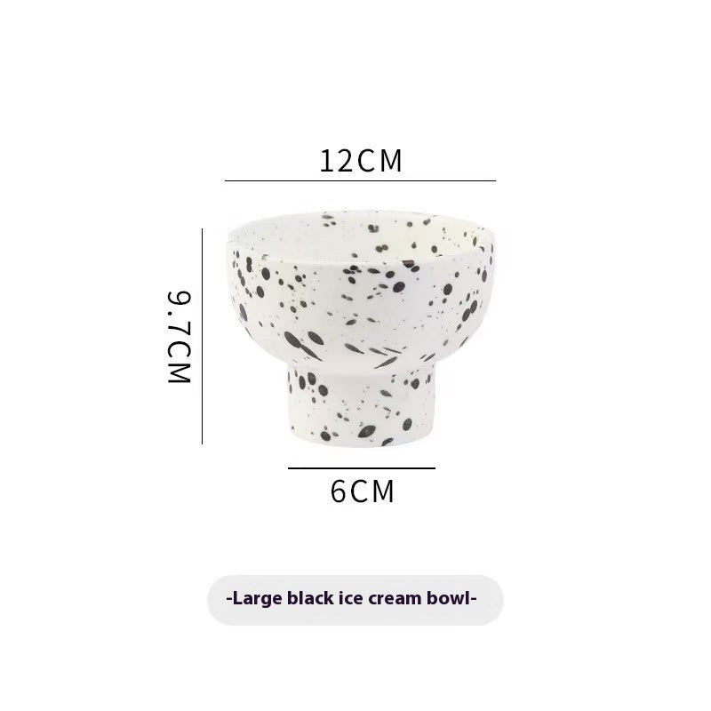 Nordic ceramic ink dot high-footed bowl