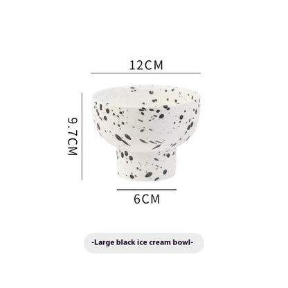Nordic ceramic ink dot high-footed bowl