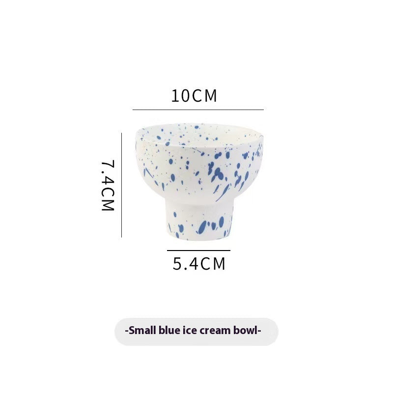 Nordic ceramic ink dot high-footed bowl