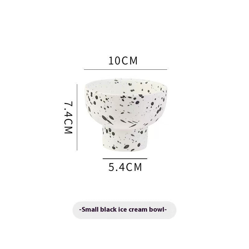 Nordic ceramic ink dot high-footed bowl