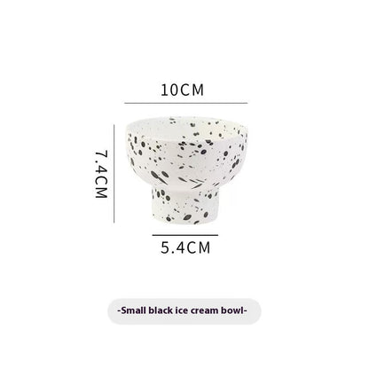 Nordic ceramic ink dot high-footed bowl