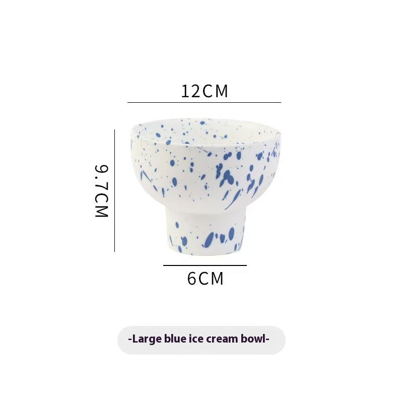 Nordic ceramic ink dot high-footed bowl