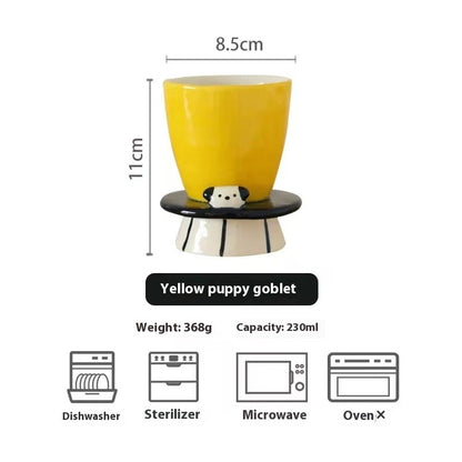 Handmade dopamine puppy ceramic cup