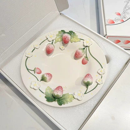 3D strawberry ceramic plate
