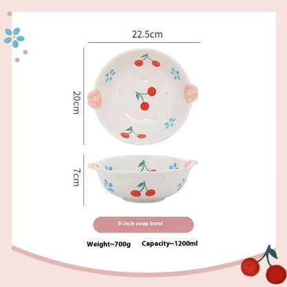 Sakura and cherry ceramic tableware