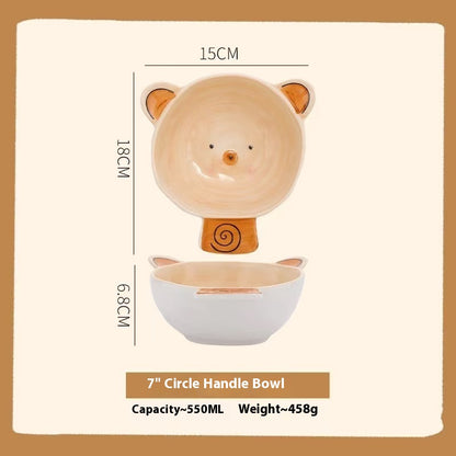 Hand-painted bear ceramic bowl
