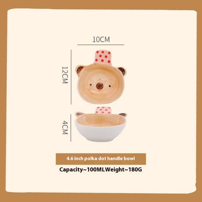 Hand-painted bear ceramic bowl