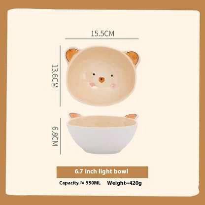 Hand-painted bear ceramic bowl