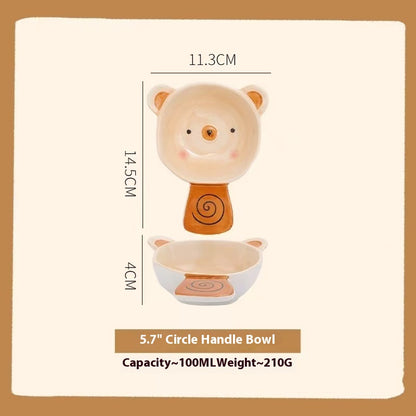 Hand-painted bear ceramic bowl