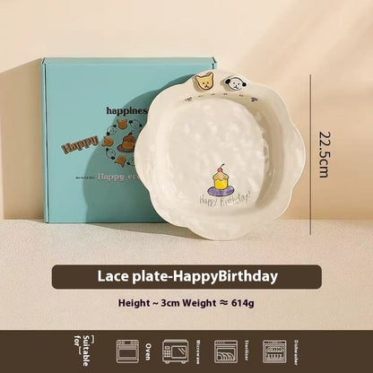 Happy birthday Button Dog Ceramic bowl