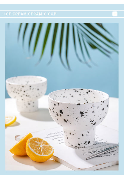 Nordic ceramic ink dot high-footed bowl