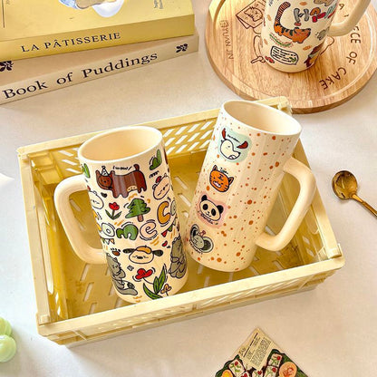 Large-capacity ceramic cups for animal parties