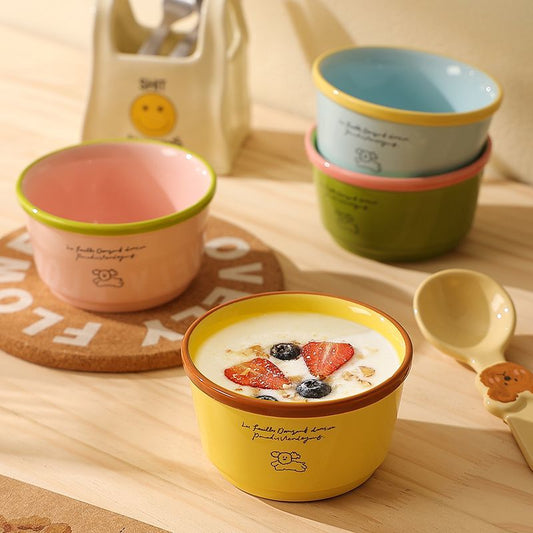 Korean-style colorful puppy ceramic rice bowl