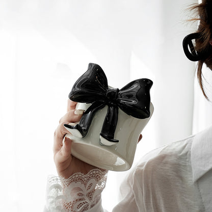 Creative bow ceramic mugs,3D bow mugs, coffee cups