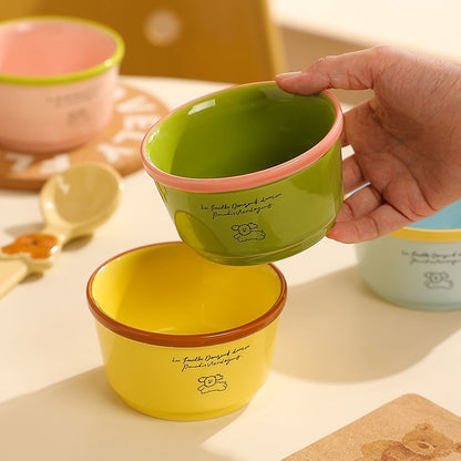 Korean-style colorful puppy ceramic rice bowl